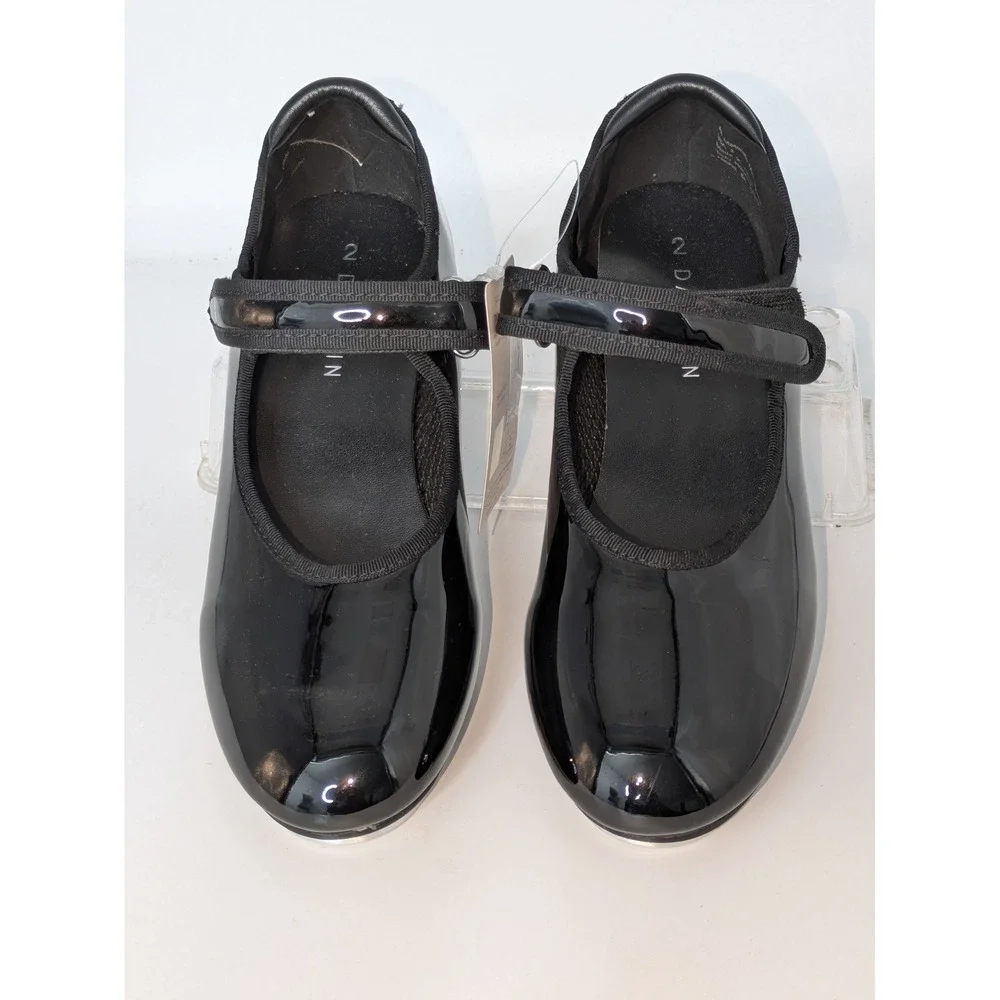Danskin Tap Shoes Kids Size 12 Black Patent Mary Jane Dance Shoes NWT